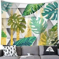 Close-up of tropical leaf tapestry featuring golden edges and geometric patterns on fabric - 100x70cm / Peach Skin / Golden Tropical Leaf Geometry (Style 8)