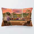Weicher rechteckiger Kissenbezug 30x50cm mit buntem Elefanten und Tierparty Motiv - 3D Bar Tierparty Stil (12) / 30cm x 50cm