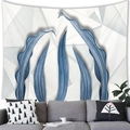 Modern wall tapestry featuring deep blue leaves on minimalist geometric background cloth - 100x70(Peach Skin) / Simple Geometric Deep Blue Leaf (Style 3)