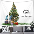 Christmas gnome wall tapestry with decorated tree and Buon Natale Italian greeting - 100X70 / Gnomes Christmas Tree Italian (1) / Peach Skin
