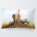 Funda de cojín 30x50cm con estampado digital de elefante africano y fauna salvaje - 30cm x 50cm / Elefantes de la Sabana Africana (11)
