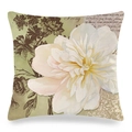 Retro watercolor white peony floral decorative throw pillow cover with cursive script text - Pastoral Vintage Peony (9)