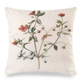Federa per cuscino quadrata vintage con orchidee in finta seta avorio per divano - Motivo Fiore Selvatico Rosso / 45x45 cm