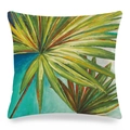 Gros plan du motif de palmier tropical avec texture artistique sur la taie d'oreiller en soie - Plantes Tropicales Colorées (Style 12)