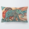 30x50cm Kissenhülle aus weichem Samt mit blauem Aquarell-Elefanten und Wellenmuster - Blauer Polka Dot Elefant Surfen Stil (16) / 30cm x 50cm