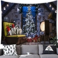 Christmas gnome tapestry featuring retro festive scene with decorated tree and vintage trunk - 100X70 / Retro Scene Gnome on Suitcase (3) / Peach Skin