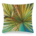 Housse de coussin carrée avec peinture à l'huile de palmier tropical aux tons vert et jaune - Feuilles de Palmier Artistiques (Style 10)