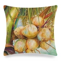 Détail de peinture à l'huile tropicale avec palmier et noix de coco sur la housse - Peinture à l'Huile de Cocotier (Style 8)