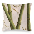 Vue détaillée de l'imprimé bambou tropical sur une housse de coussin en soie synthétique - Peinture à l'Huile de Bambou (Style 5)