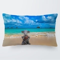 30x50cm Wasserfarben Elefant am Strand weicher rechteckiger Kissenbezug Dekokissen - Elefantenfamilie liest am Strand Stil (18) / 30cm x 50cm