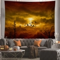 Spooky Halloween forest tapestry with lightning and ravens hanging over a sofa - Lightning Mountain (5)-100x70(Peach Skin)