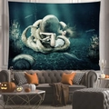 Arazzo oceanico surrealista con polpo gigante e sirena in una foresta oscura e mistica - Polpo degli Abissi (4)-100x70(Pelle di Pesca)