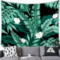 Tropical monstera and palm leaf wall tapestry for home decor above a modern sofa - 100x70cm / Peach Skin / Pattern 3