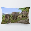Funda de cojín 30x50cm con elefantes africanos pintados a mano y escena de selva - 30cm x 50cm / Ilustración de Elefantes de la Selva Dibujada a Mano (15)