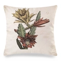 Fodera per cuscino vintage in seta con stampa cactus su tessuto bianco sporco - Motivo Fiore di Cactus / 45x45 cm