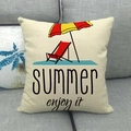 Linen summer pillowcase with beach chair design and SUMMER enjoy it text print - Summer Enjoy It Umbrella (20)