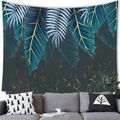 Tropical palm leaf wall tapestry with deep blue and green tones and gold veins - 100x70(Peach Skin) / Luxury Deep Blue Gold Vein Palm Leaf (5)