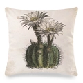 Federa vintage in finta seta con motivo floreale di cactus disegnato a mano su beige - Motivo Cactus in Fiore / 45x45 cm