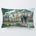Funda de cojín 30x50cm con elefante africano y pintura al óleo de vida silvestre - 30cm x 50cm / Manada de Elefantes Pintura al Óleo Realista (16)