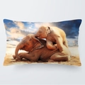 Weicher rechteckiger Kissenbezug mit Elefanten am Strand bei Sonnenuntergang Design - Sonnenuntergang Strand Elefanten spielen Stil (20) / 30cm x 50cm