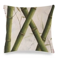 Fodera per cuscino in finta seta con stampa di bambù tropicale in verde e bianco - Bambù Minimalista (Stile 2)