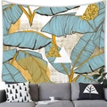 Modern tropical banana leaf wall tapestry with blue and yellow geometric patterns - 100x70(Peach Skin) / Modern Geometric Tropical Banana Leaf (6)