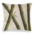 Fodera per cuscino quadrata con stampa digitale di bambù tropicale su tessuto beige - Foresta di Bambù Smeraldo (Stile 3)