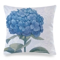 Vierkante kussenhoes van imitatiezijde met blauwe hortensia in aquarel stijl - Handgeschilderde Blauwe Hortensia (15)