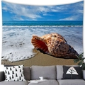 Arazzo con paesaggio di spiaggia e grande conchiglia per decorazione pareti - 100x70(Pelle di Pesca) / Conchiglia Gigante (Stile 3)