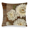 Vintage watercolor camellia cushion cover with French manuscript and silk-like texture - Vintage Manuscript Dahlia (5)