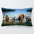 Funda de cojín rectangular 30x50cm con animales africanos, leones y elefantes salvajes - 30cm x 50cm / Grupo de Vida Silvestre Africana (20)