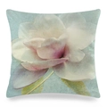 Square faux silk cushion cover with vintage watercolor camellia floral pattern - Teal Watercolor Magnolia (7)