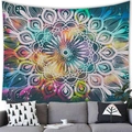 Starry mandala tapestry with watercolor lotus pattern for bohemian wall decor - 100x70 Peach Skin / Red Purple Blue Green Mandala (Style 7)