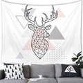 Detail of a minimalist geometric elk wall tapestry in a modern Nordic living room setting - Geometric Triangle Deer (Style 14)