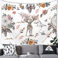 Detailed view of bohemian elk tapestry featuring pink flowers and dreamcatchers - Bohemian Flower Deer (Style 9)