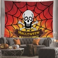 Detailed Halloween tapestry showing a skull and crossbones on spiderweb background - Skeleton Spider Web (6)