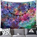 Extra large bohemian mandala wall tapestry with vibrant purple and green patterns - 100x70cm (Peach Skin) / Bright Exotic Mandala (Style 8)