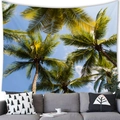 Dettaglio macro dell'arazzo da parete con palme tropicali su parete bianca sopra il divano - 100x70(Pelle di Pesca) / Stile 19