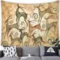 Arazzo alce psichedelico retrò appeso sopra un divano grigio per l'arredamento - 100x70(Pelle di Pesca) / Cervo in Pittura Rupestre Vintage (Stile 2)