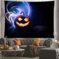 Arazzo di Halloween con zucca al neon luminosa sopra un moderno divano grigio - Zucca al Neon (4) / 100x70cm (Pelle di pesca)