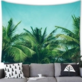 Arazzo con paesaggio di palme tropicali appeso alla parete di un soggiorno moderno - 100x70(Pelle di Pesca) / Stile 1