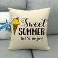 Linen throw pillow cover with yellow ice cream cone design and Sweet Summer text - Sweet Summer Ice Cream (30)
