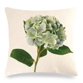 Detail of linen pillowcase featuring a realistic green hydrangea floral print texture - 18x18 Inch / Style 11 (zx102)