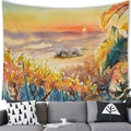 Tapiz de pintura al óleo con paisaje de viñedos al atardecer sobre un sofá gris - 100X70 / Atardecer en el Viñedo (24)