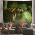 Ταπισερί φαντασίας δάσους Halloween με μυστηριώδη γυναίκα διακόσμηση τοίχου σαλονιού - 100X70 / Peach Skin / Ξαπλωμένη Νύμφη του Δάσους (6)