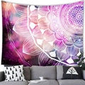 Starry sky mandala tapestry in purple and pink nebula style hanging over a sofa - 100x70cm Peach Skin Fabric / Dark Purple Pink Nebula Mandala (Style 11)