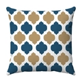 Detail of soft square pillow cover with navy and gold geometric quatrefoil pattern - 50x50 / Blue Tan Quatrefoil (2)