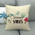 Linen sofa pillowcase featuring a Summer Vibes beach umbrella and watermelon design - Summer Vibes Hand Drawn (33)
