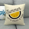 Linen summer cushion cover with lemon print and Summer Let's Enjoy & Fun typography - Summer Fun Lemon (34)
