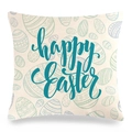 Λινή θήκη μαξιλαριού με γράμματα Happy Easter και πολύχρωμα σχέδια αυγών - Στυλ 4